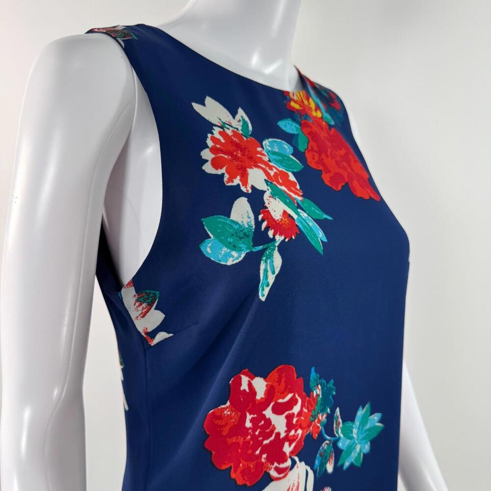 Love…ady Blue Red Floral Print Sleeveless A Line Mini Dress Women’s Size Medium - Picture 9 of 12